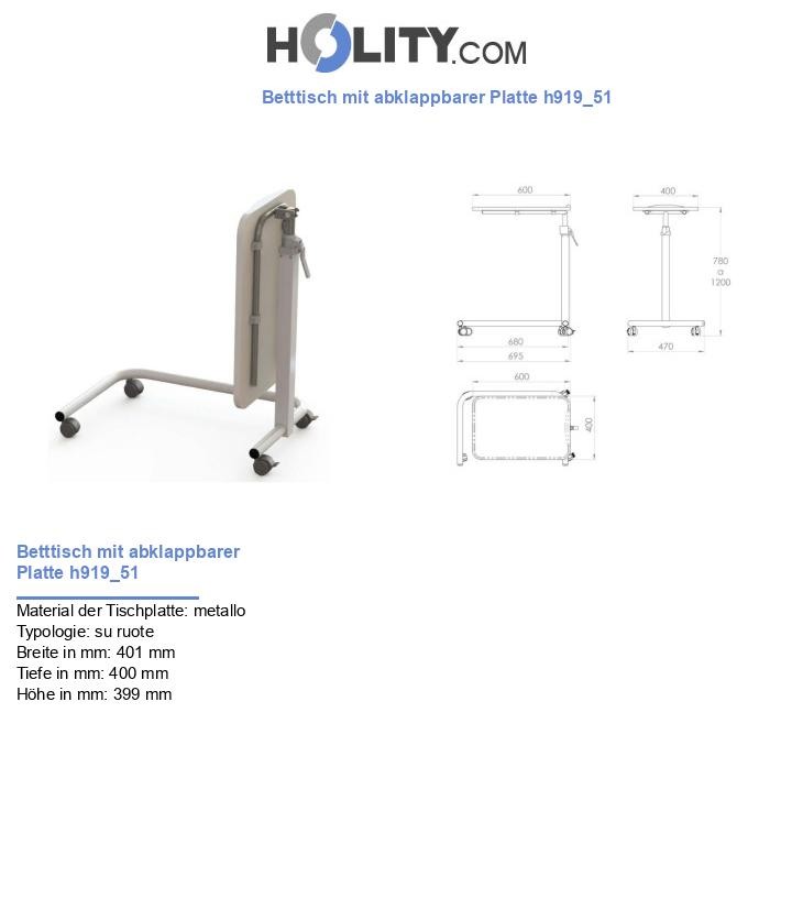 Betttisch mit abklappbarer Platte h919_51