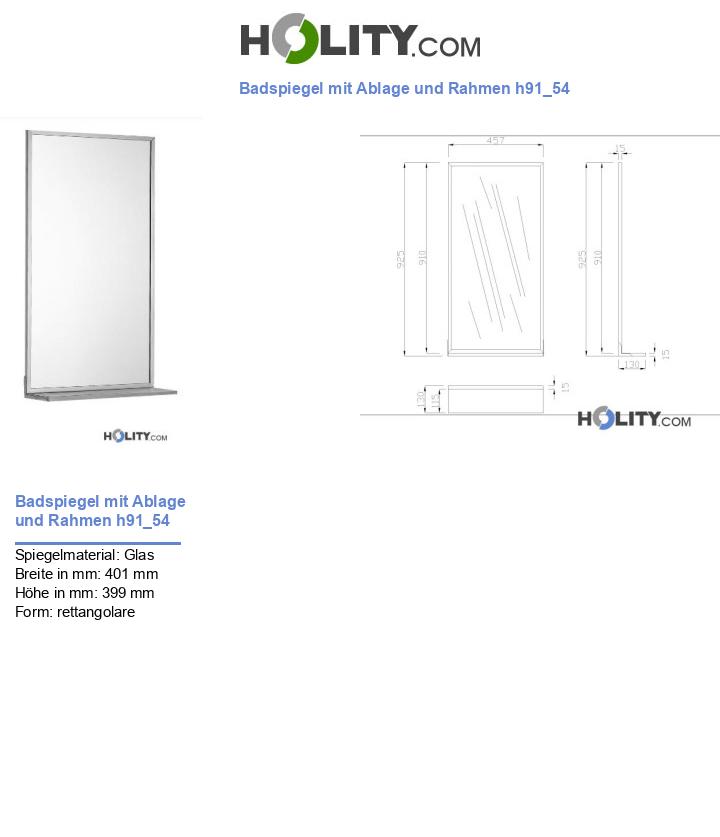 Badspiegel mit Ablage und Rahmen h91_54