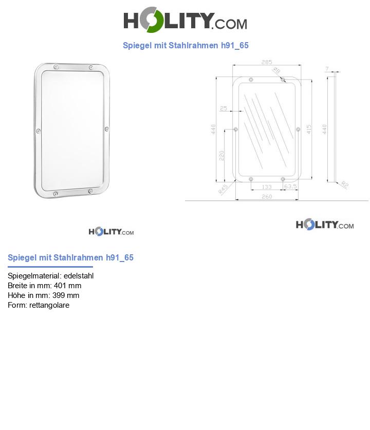 Spiegel mit Stahlrahmen h91_65