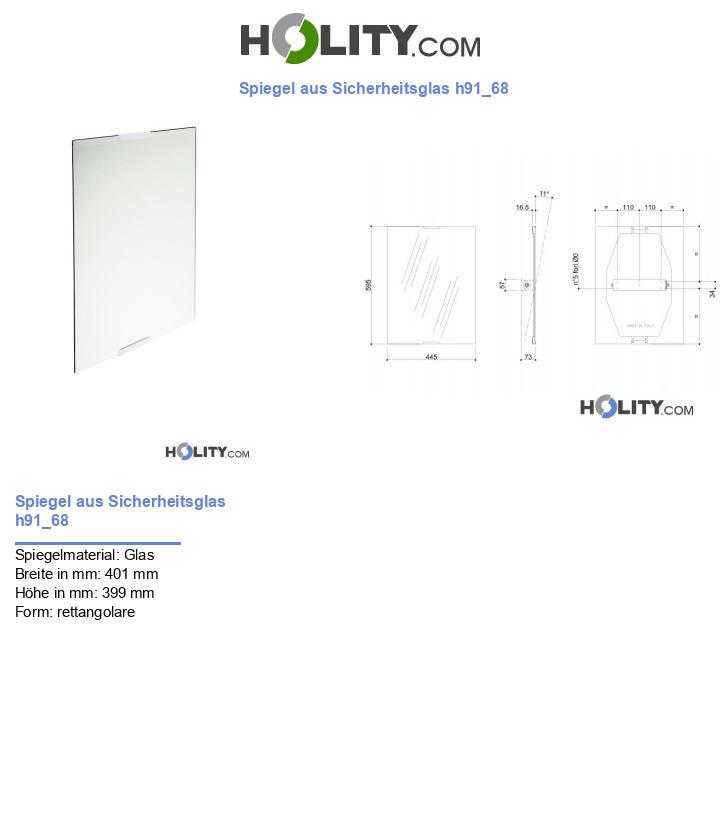 Spiegel aus Sicherheitsglas h91_68