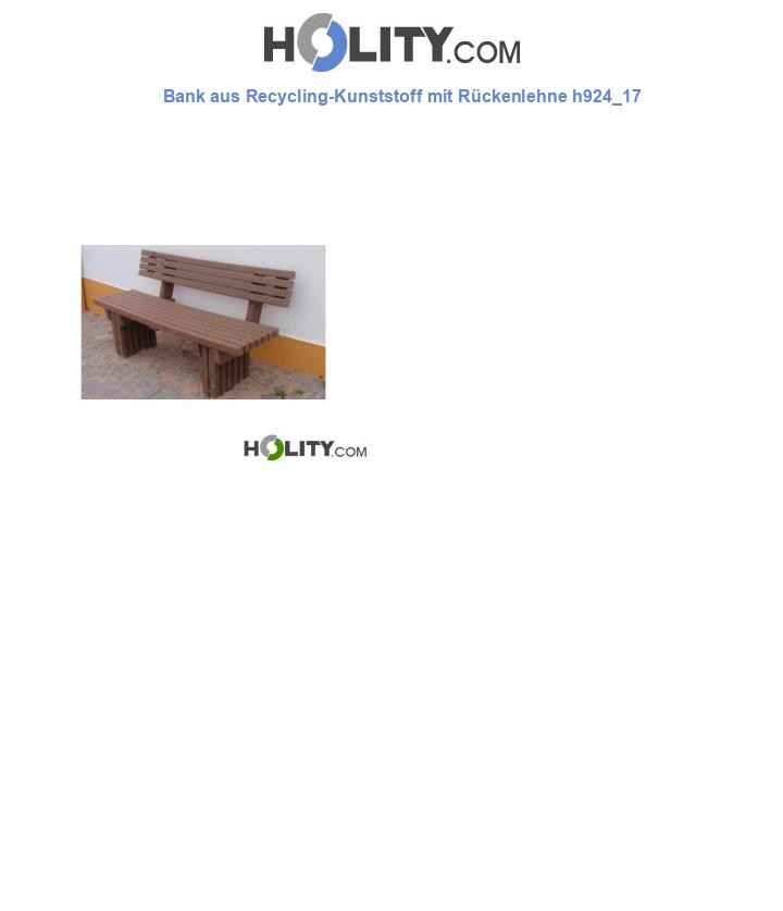 Bank aus Recycling-Kunststoff mit Rückenlehne h924_17
