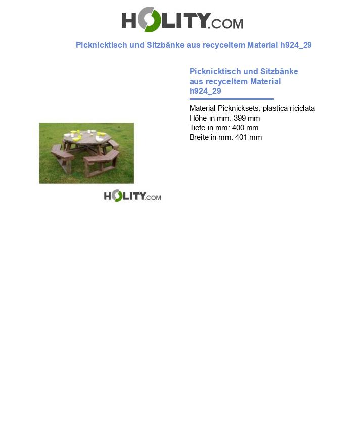 Picknicktisch und Sitzbänke aus recyceltem Material h924_29