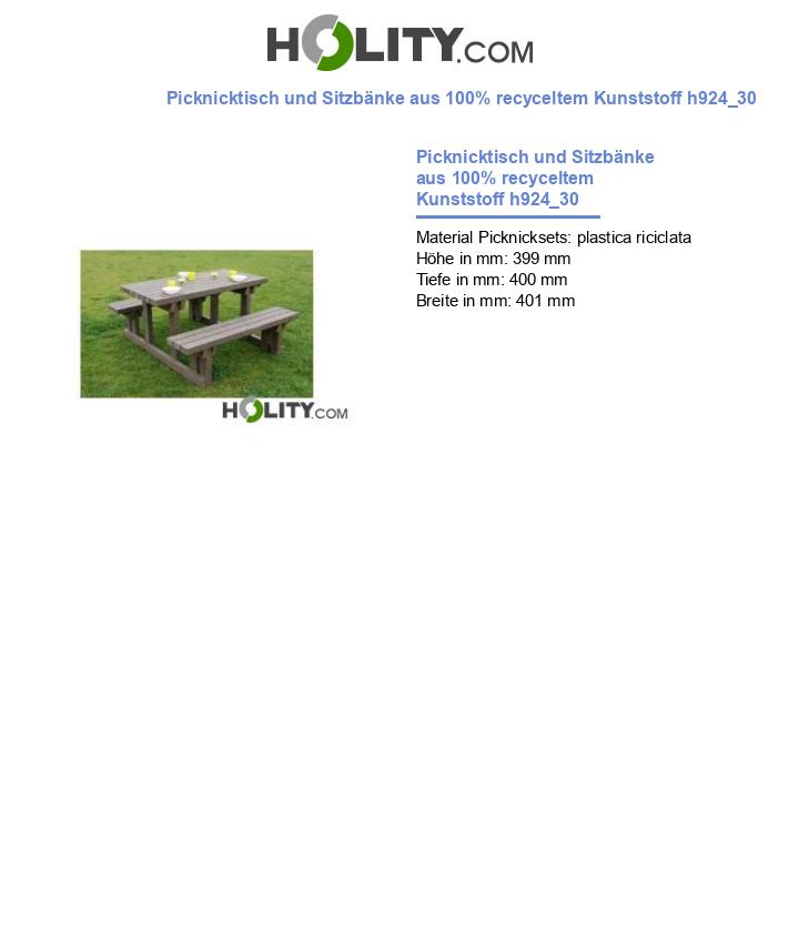 Picknicktisch und Sitzbänke aus 100% recyceltem Kunststoff h924_30