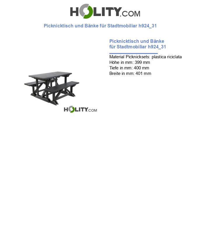 Picknicktisch und Bänke für Stadtmobiliar h924_31