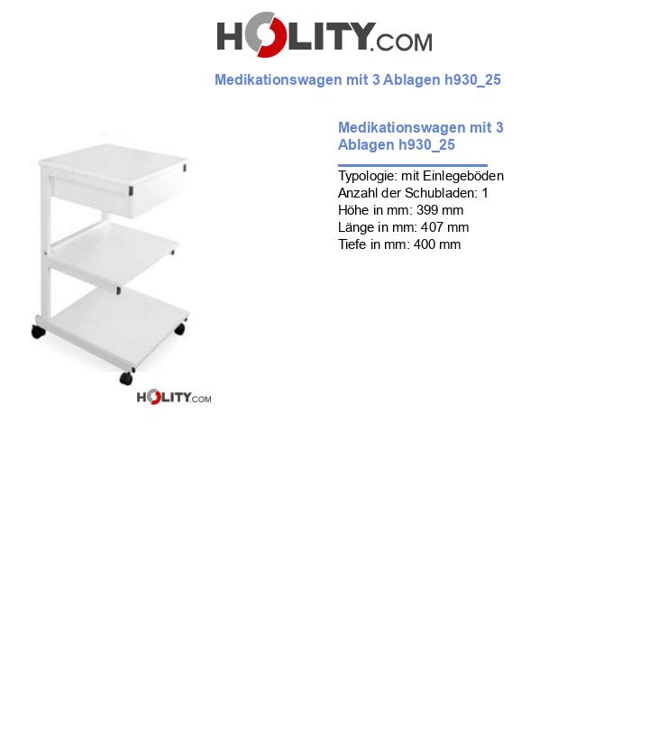 Medikationswagen mit 3 Ablagen h930_25