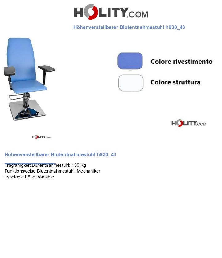 Höhenverstellbarer Blutentnahmestuhl h930_43