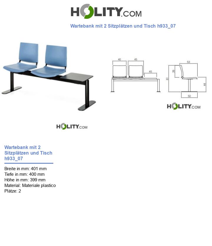 Wartebank mit 2 Sitzplätzen und Tisch h933_07