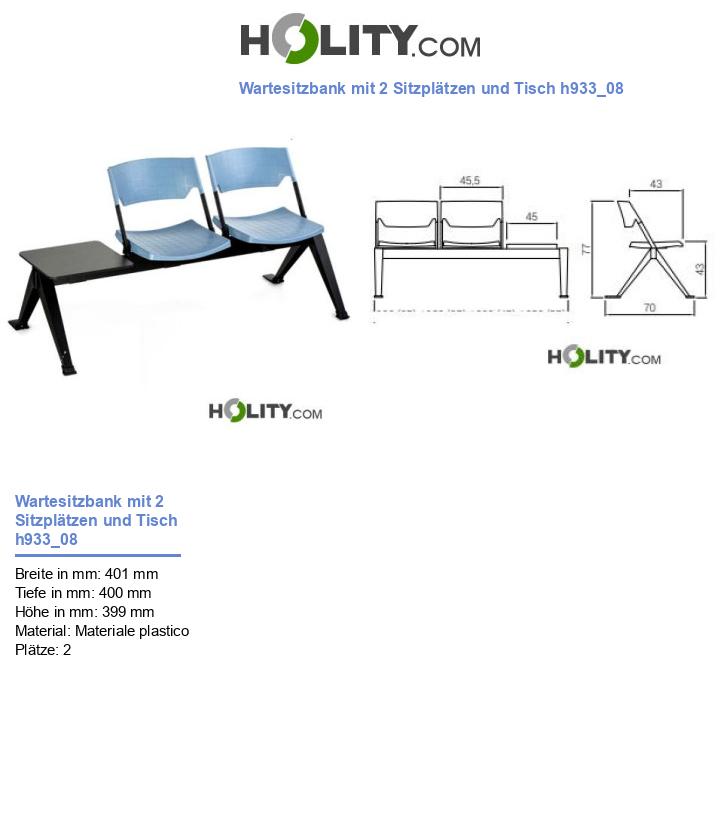 Wartesitzbank mit 2 Sitzplätzen und Tisch h933_08