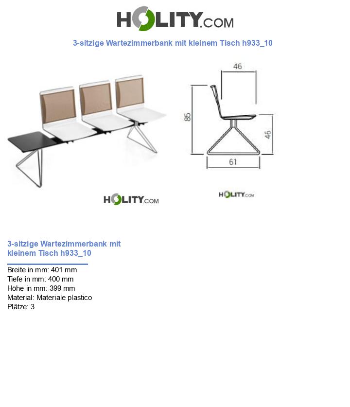 3-sitzige Wartezimmerbank mit kleinem Tisch h933_10