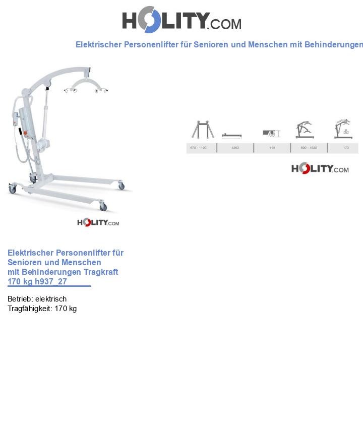 Elektrischer Personenlifter für Senioren und Menschen mit Behinderungen Tragkraft 170 kg h937_27