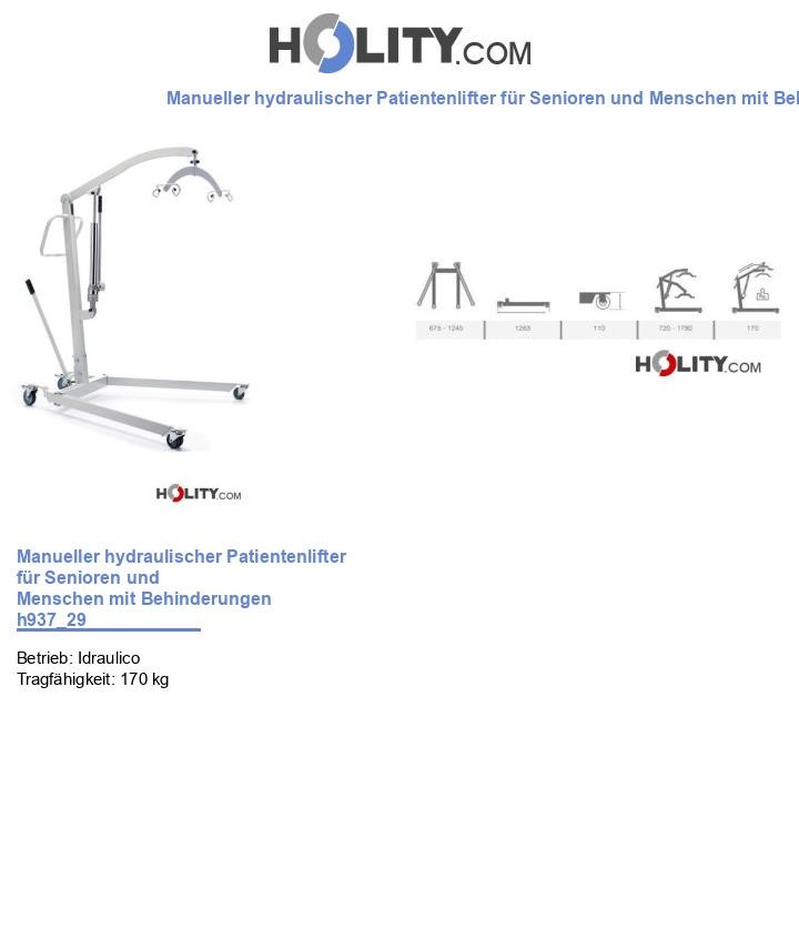 Manueller hydraulischer Patientenlifter für Senioren und Menschen mit Behinderungen h937_29
