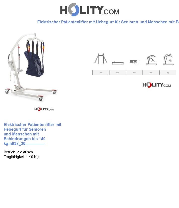 Elektrischer Patientenlifter mit Hebegurt für Senioren und Menschen mit Behindrungen bis 140 kg h937_30