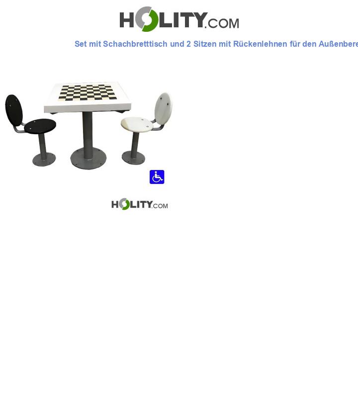 Set mit Schachbretttisch und 2 Sitzen mit Rückenlehnen für den Außenbereich h939_27