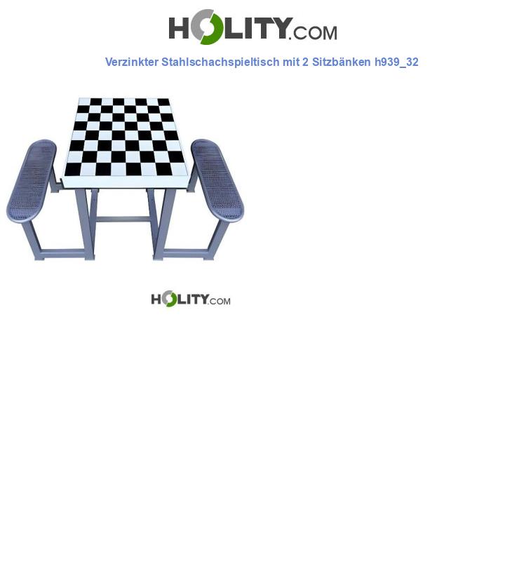 Verzinkter Stahlschachspieltisch mit 2 Sitzbänken h939_32