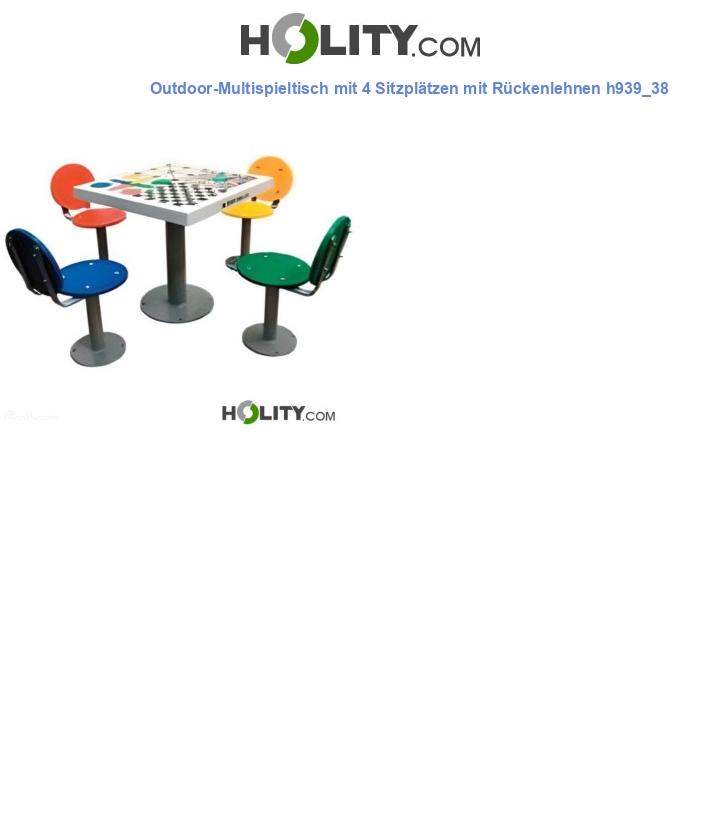 Outdoor-Multispieltisch mit 4 Sitzplätzen mit Rückenlehnen h939_38