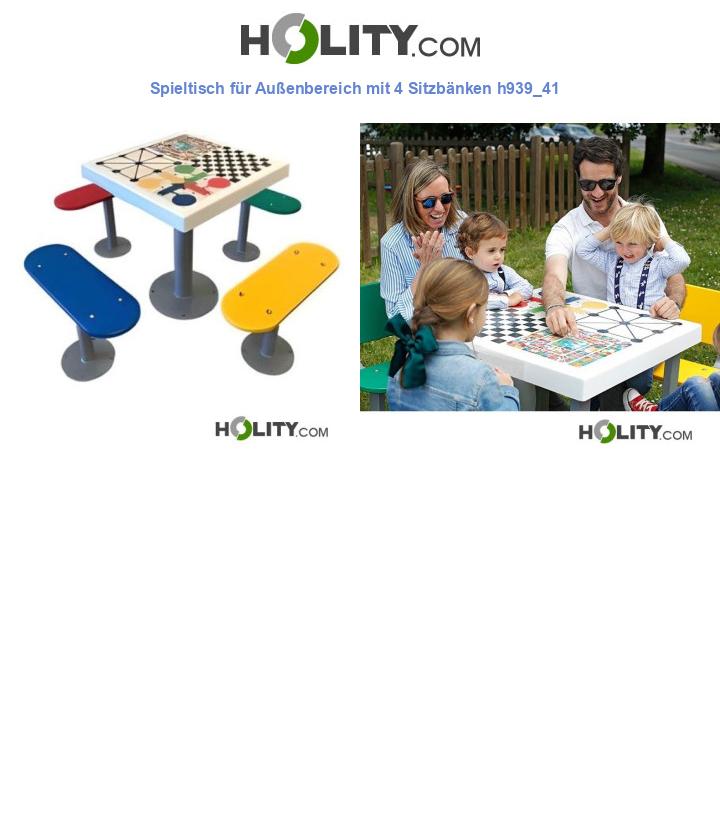 Spieltisch für Außenbereich mit 4 Sitzbänken h939_41