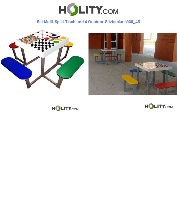 Set Multi-Spiel-Tisch und 4 Outdoor-Sitzbänke h939_45