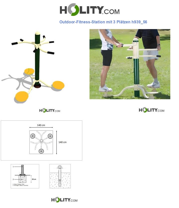Outdoor-Fitness-Station mit 3 Plätzen h939_56