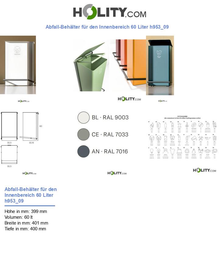 Abfall-Behälter für den Innenbereich 60 Liter h953_09