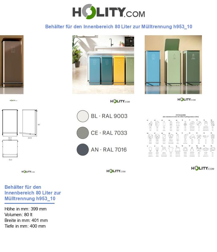 Behälter für den Innenbereich 80 Liter zur Mülltrennung h953_10