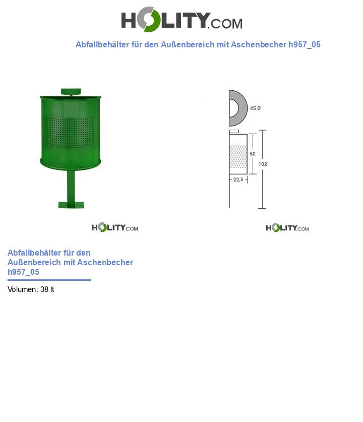 Abfallbehälter für den Außenbereich mit Aschenbecher h957_05
