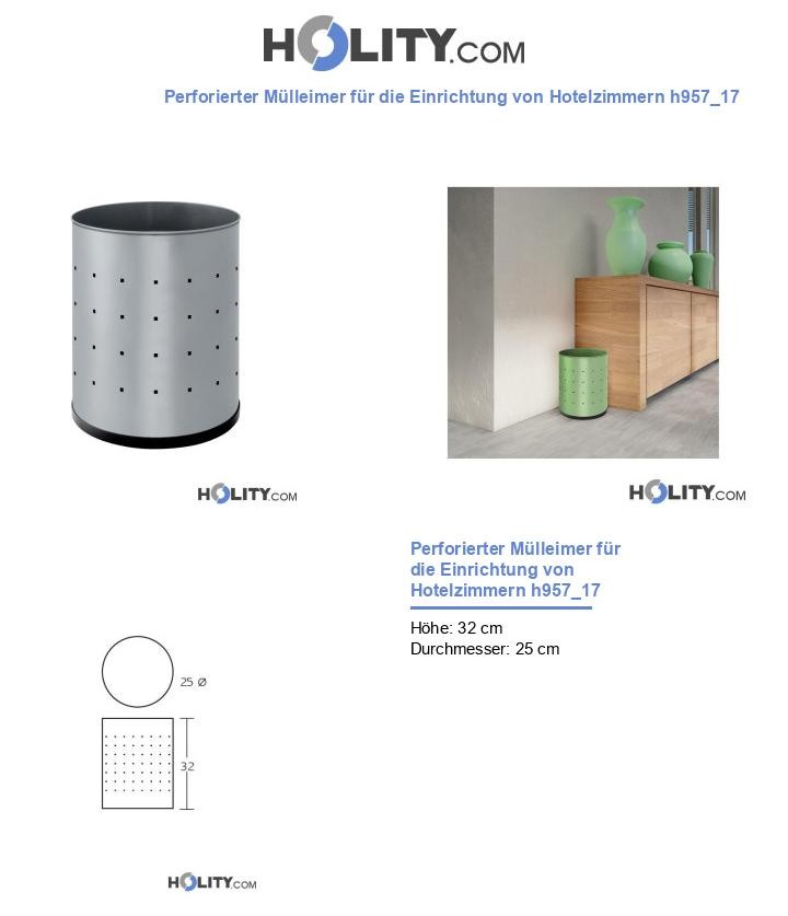 Perforierter Mülleimer für die Einrichtung von Hotelzimmern h957_17