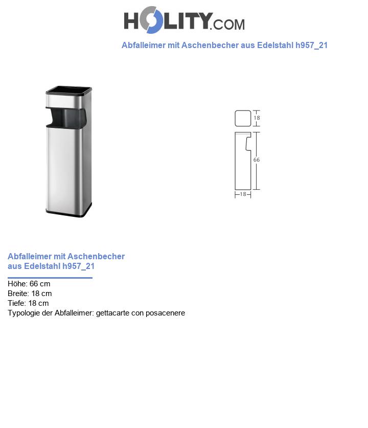 Abfalleimer mit Aschenbecher aus Edelstahl h957_21