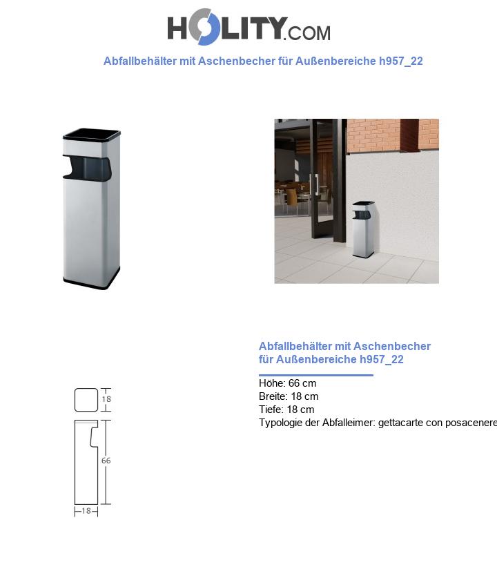 Abfallbehälter mit Aschenbecher für Außenbereiche h957_22