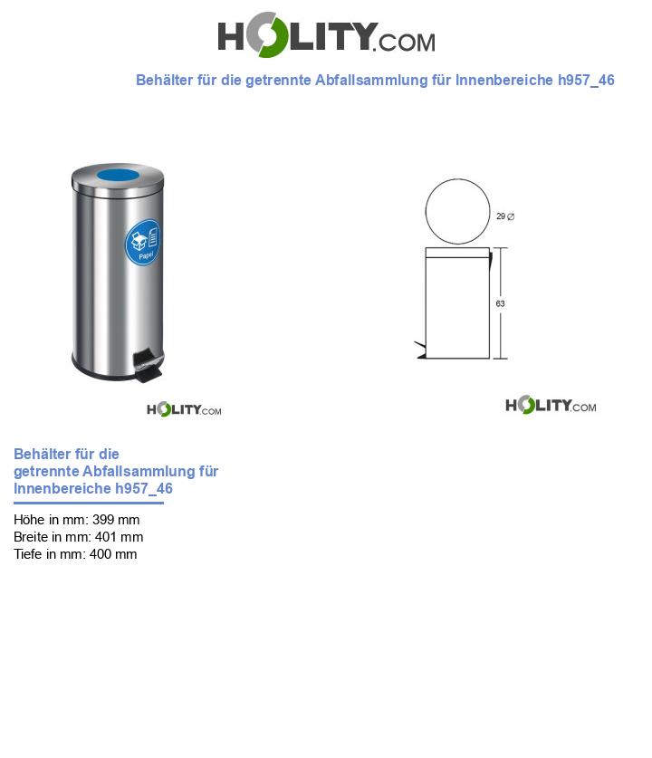 Behälter für die getrennte Abfallsammlung für Innenbereiche h957_46