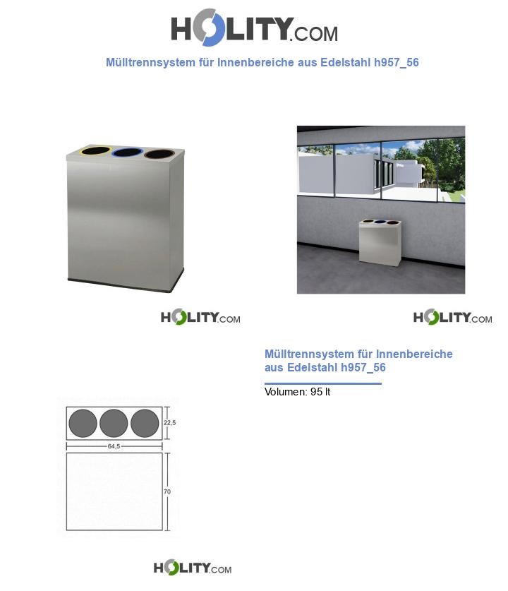 Mülltrennsystem für Innenbereiche aus Edelstahl h957_56