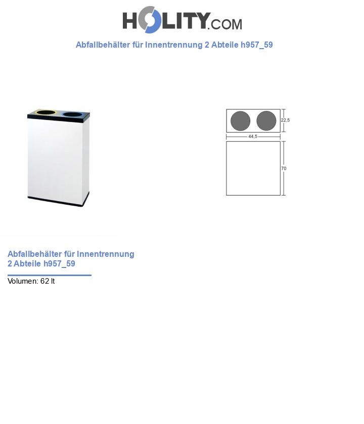 Abfallbehälter für Innentrennung 2 Abteile h957_59