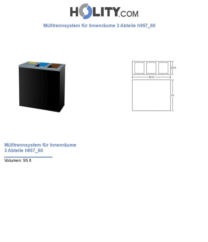 Mülltrennsystem für Innenräume 3 Abteile h957_60