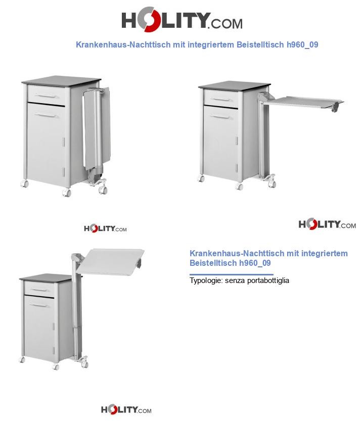 Krankenhaus-Nachttisch mit integriertem Beistelltisch h960_09