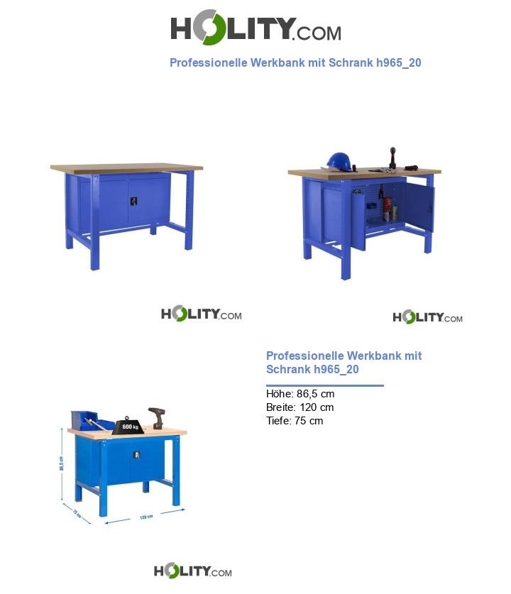 Professionelle Werkbank mit Schrank h965_20