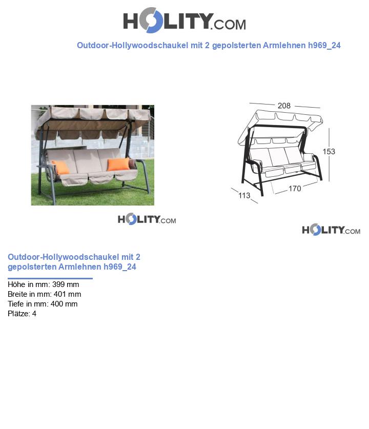 Outdoor-Hollywoodschaukel mit 2 gepolsterten Armlehnen h969_24