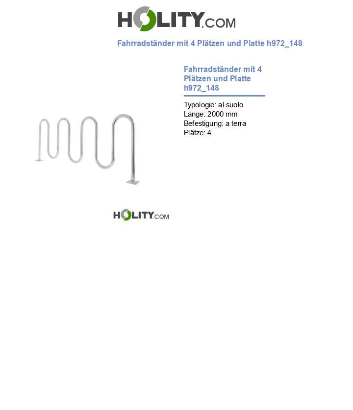 Fahrradständer mit 4 Plätzen und Platte h972_148