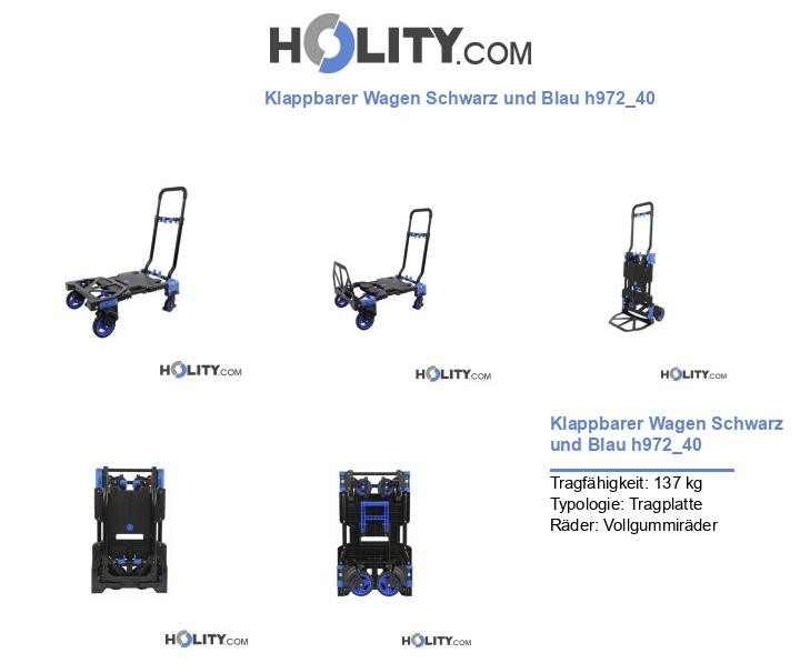 Klappbarer Wagen Schwarz und Blau h972_40