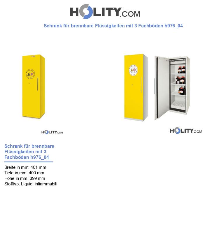 Schrank für brennbare Flüssigkeiten mit 3 Fachböden h976_04