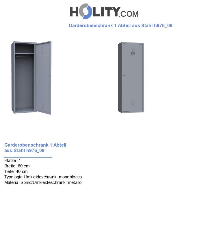 Garderobenschrank 1 Abteil aus Stahl h976_09