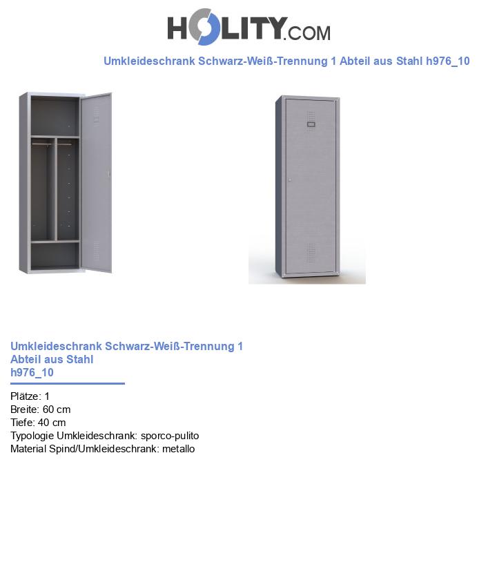 Umkleideschrank Schwarz-Weiß-Trennung 1 Abteil aus Stahl h976_10