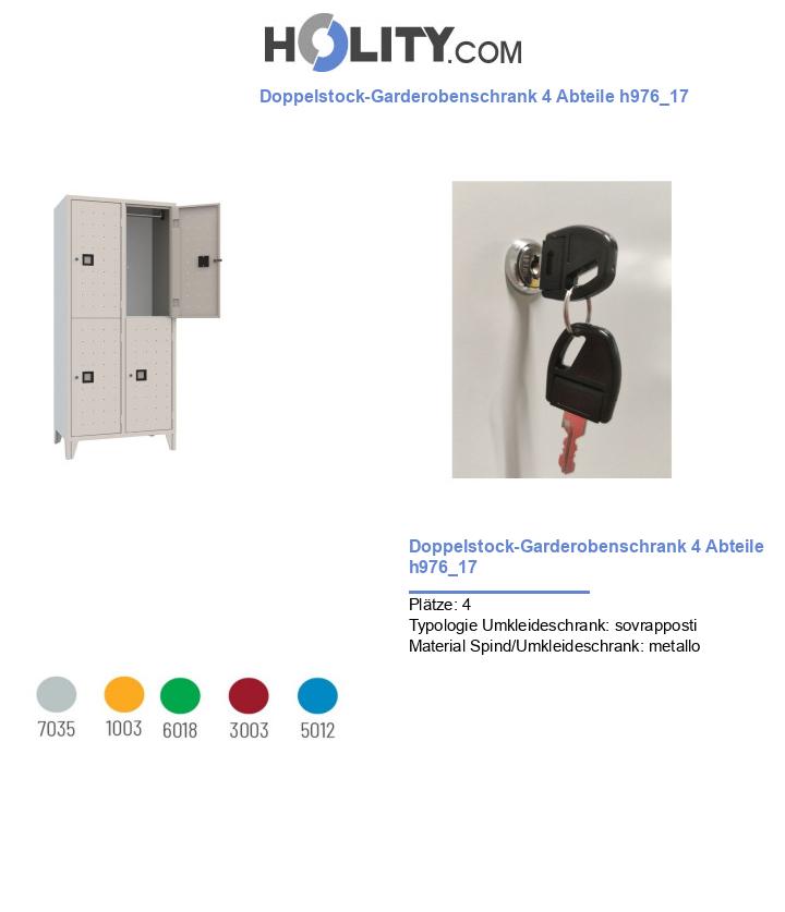 Doppelstock-Garderobenschrank 4 Abteile h976_17