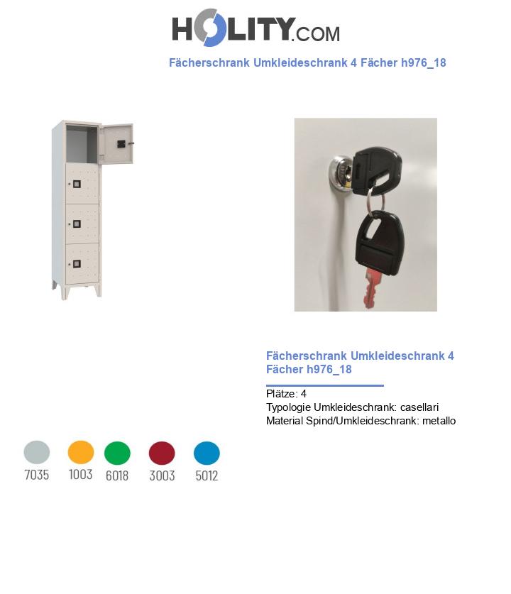 Fächerschrank Umkleideschrank 4 Fächer h976_18