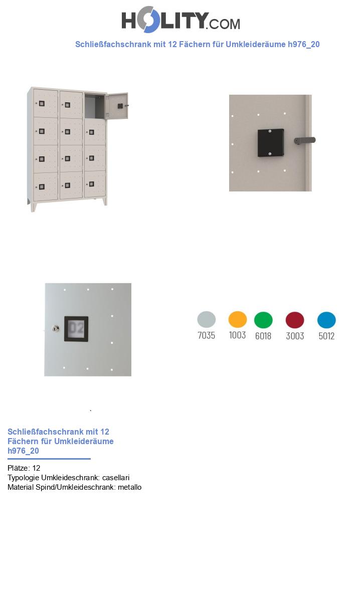 Schließfachschrank mit 12 Fächern für Umkleideräume h976_20