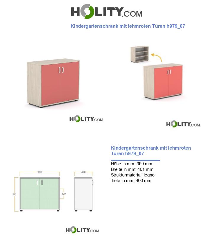 Kindergartenschrank mit lehmroten Türen h979_07