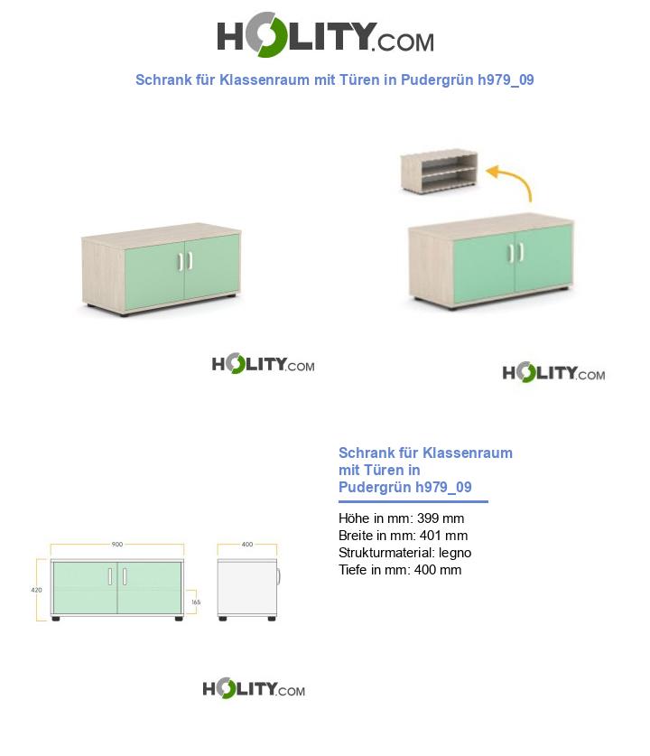 Schrank für Klassenraum mit Türen in Pudergrün h979_09