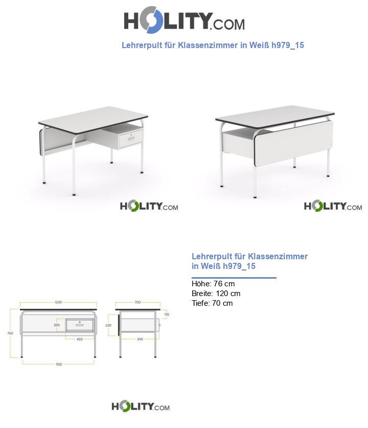 Lehrerpult für Klassenzimmer in Weiß h979_15
