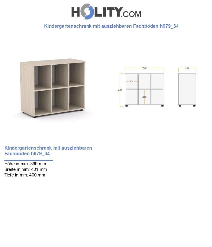 Kindergartenschrank mit ausziehbaren Fachböden h979_34