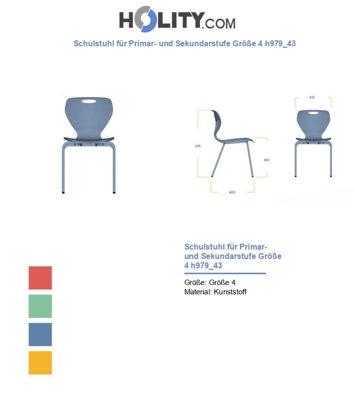 Schulstuhl für Primar- und Sekundarstufe Größe 4 h979_43