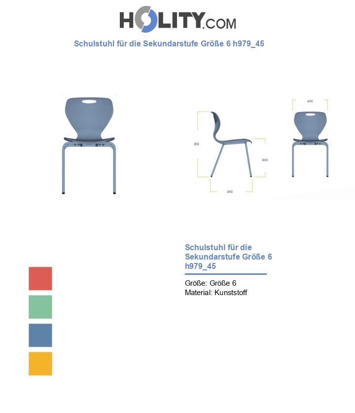 Schulstuhl für die Sekundarstufe Größe 6 h979_45