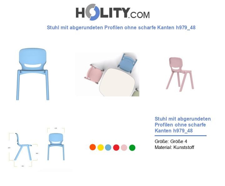 Stuhl mit abgerundeten Profilen ohne scharfe Kanten h979_48